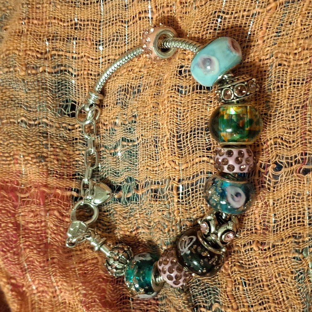 Glass Bead Charm Bracelet